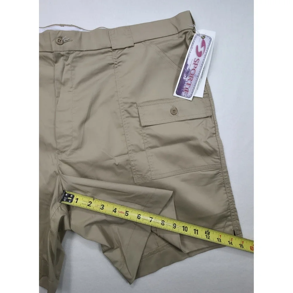 New Sportif USA Mens Size 46 Cargo Shorts‎ Beige Lycra Stretch Fishing Sailing